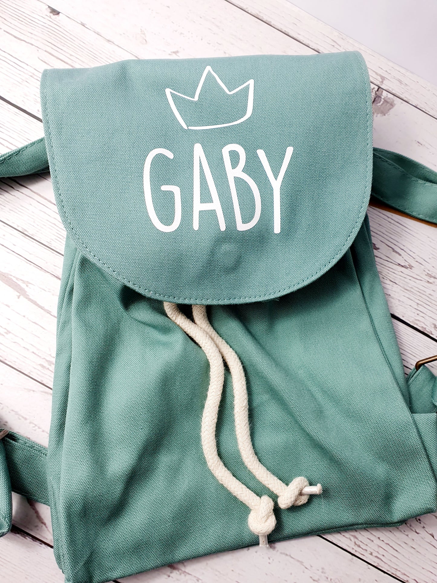 Sac en tissus enfant vert amande personnalisé