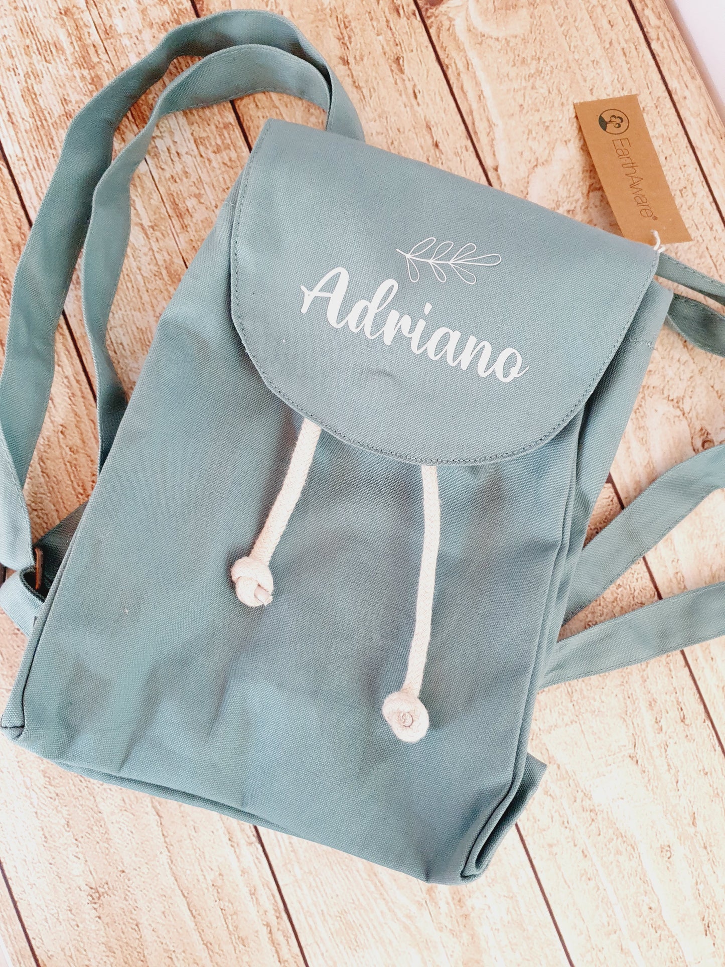 Sac en tissus enfant vert amande personnalisé