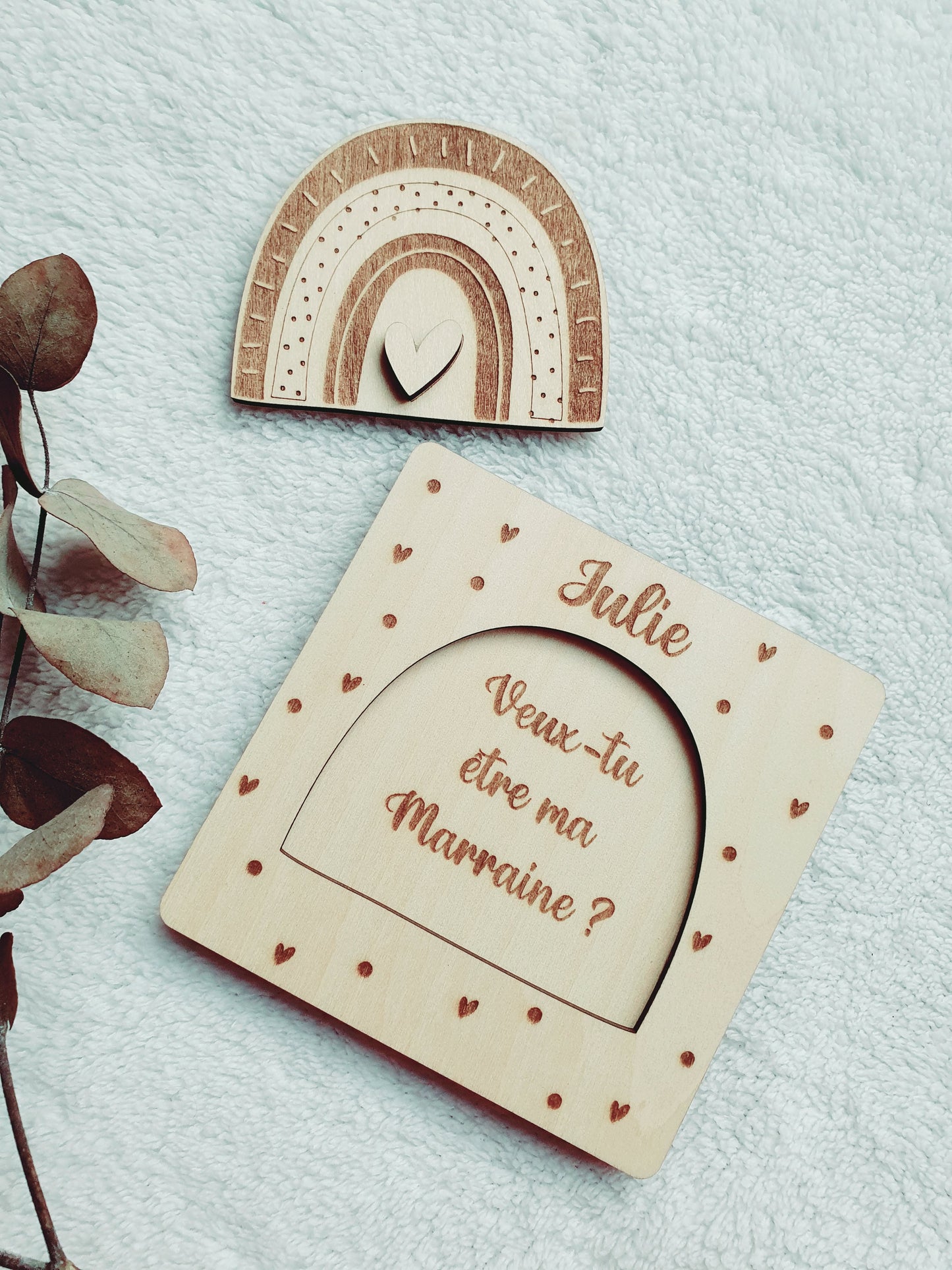 Carte arc-en-ciel "veux-tu être ma marraine?"