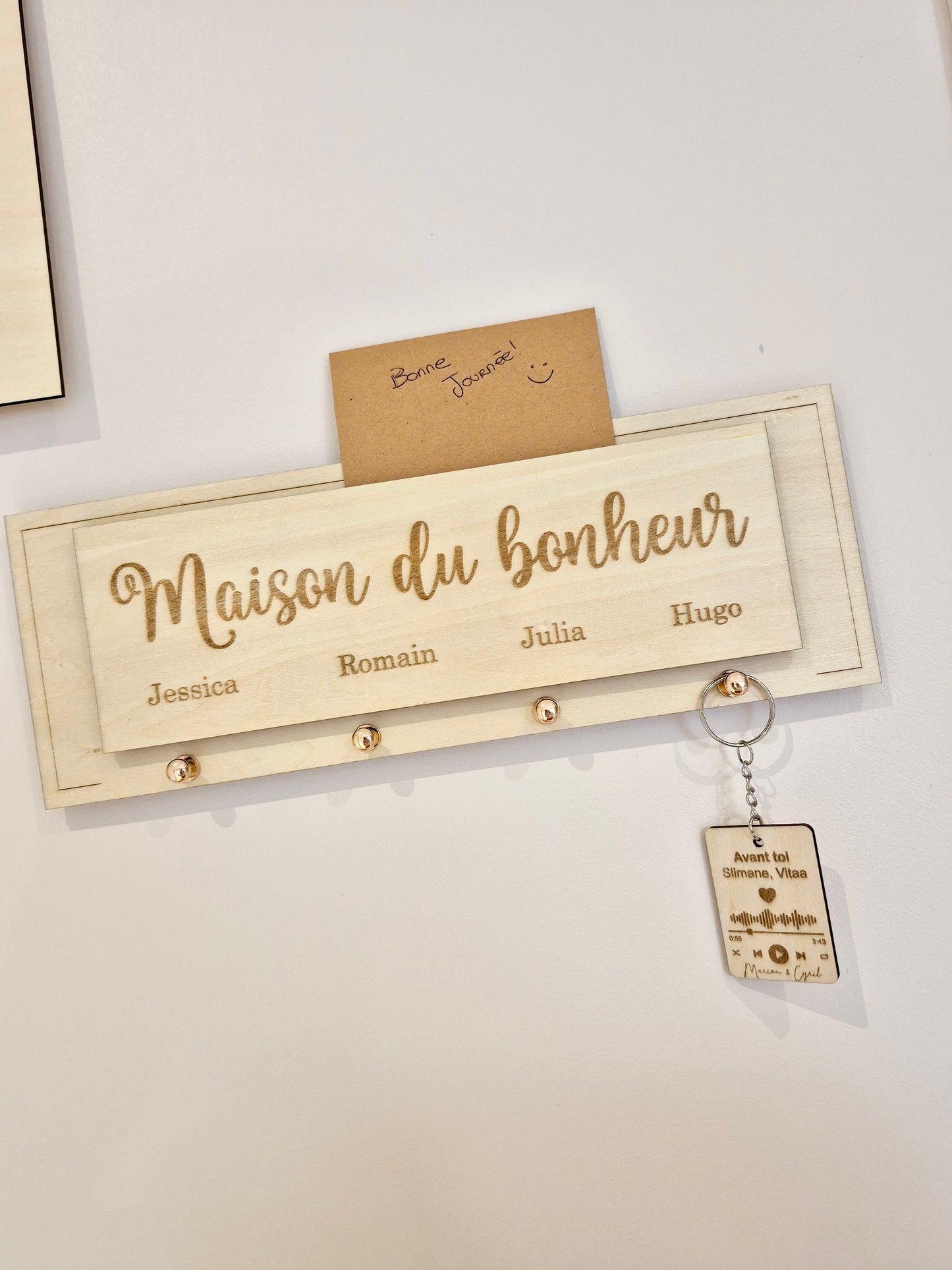 Supports porte-clefs "maison du bonheur"