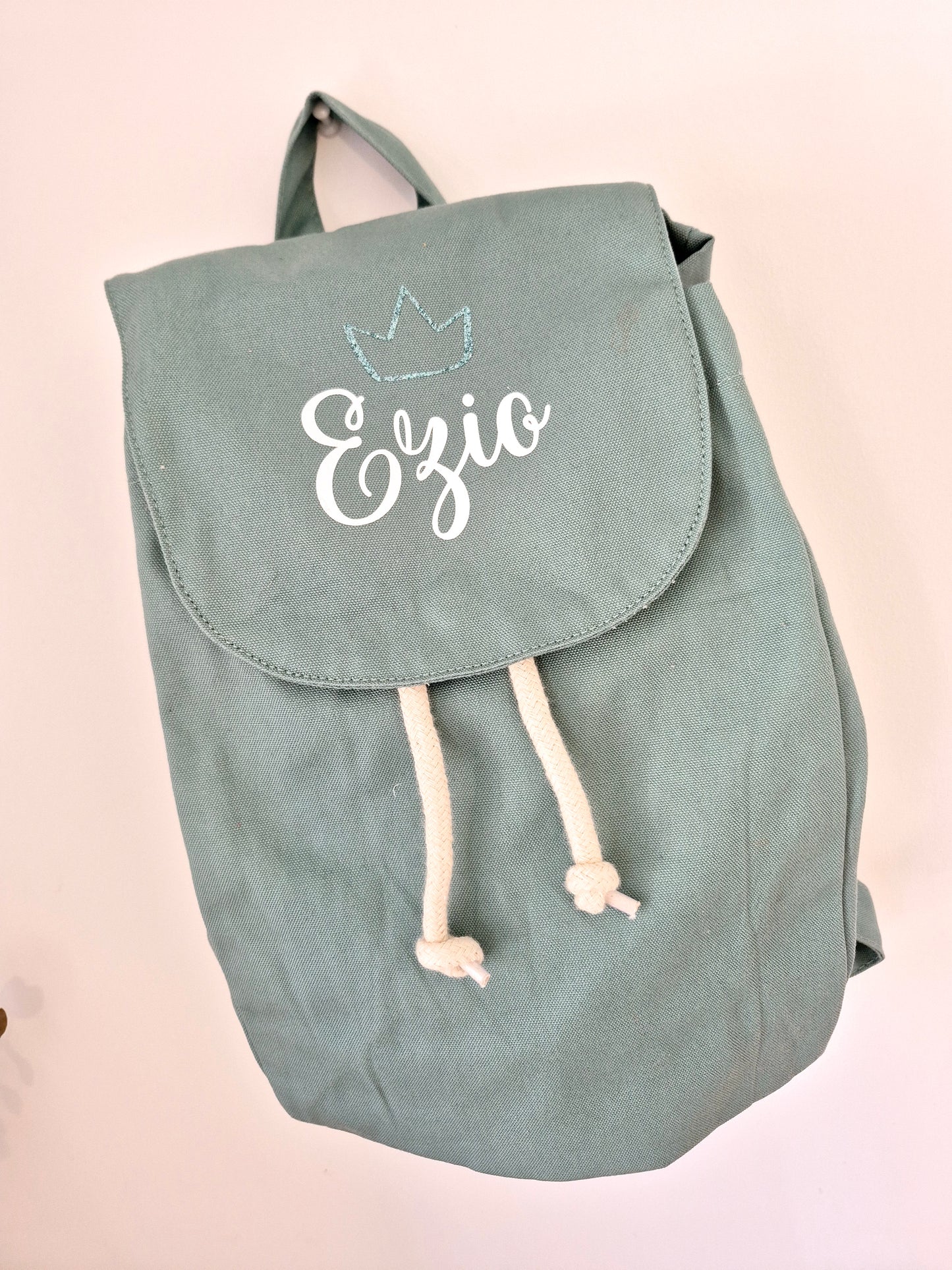 Sac en tissus enfant vert amande personnalisé