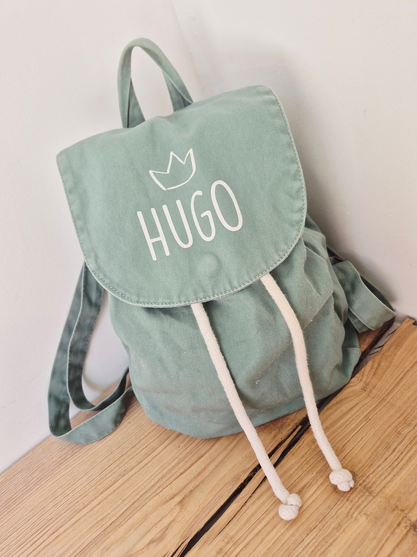 Sac en tissus enfant vert amande personnalisé