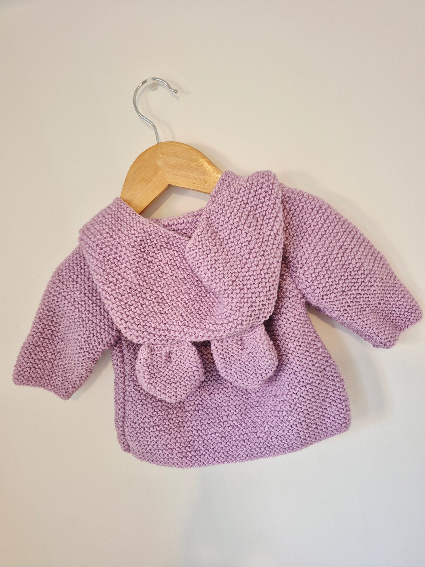 Gilet bébé en laine lilas