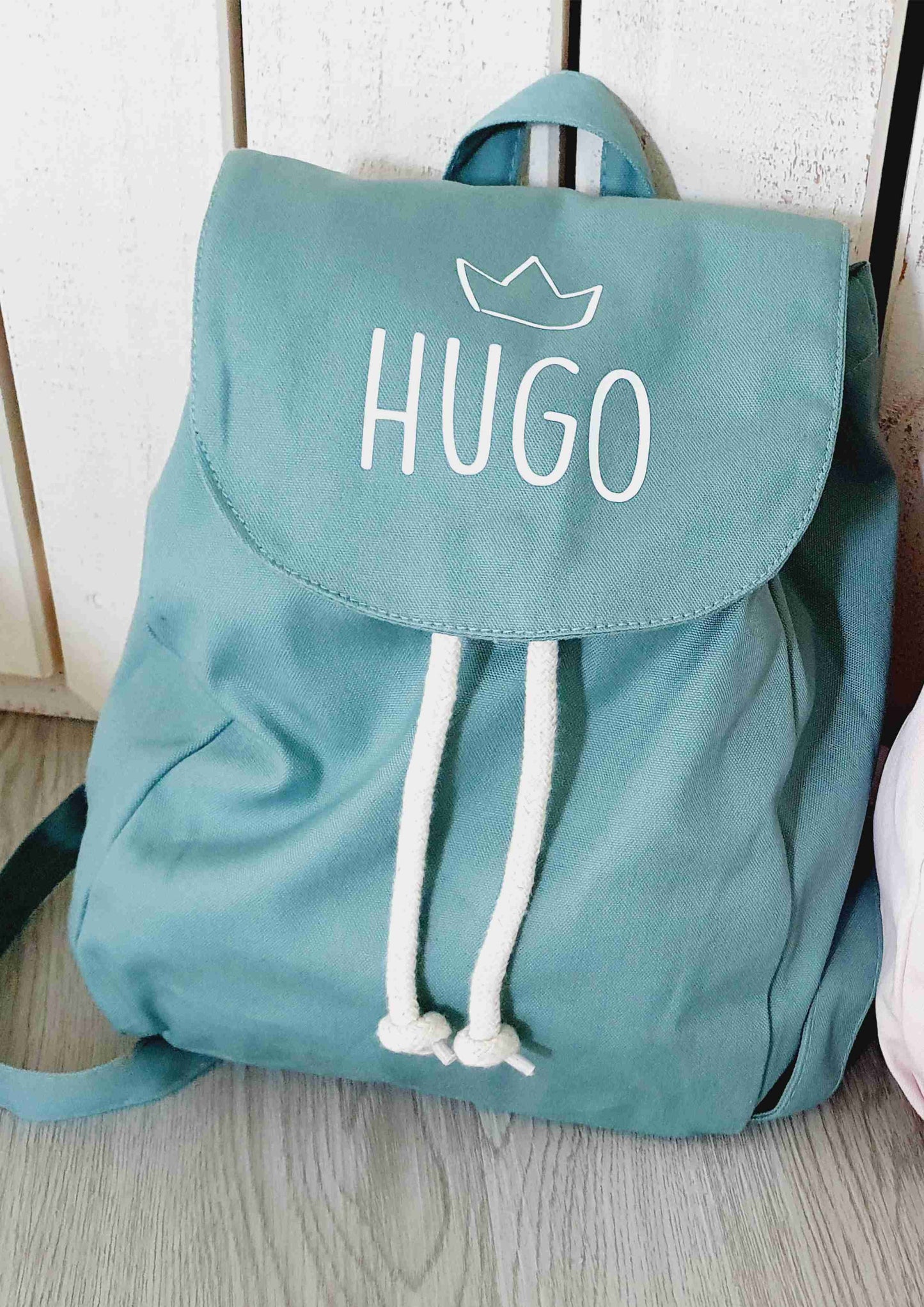 Sac en tissus enfant vert amande personnalisé