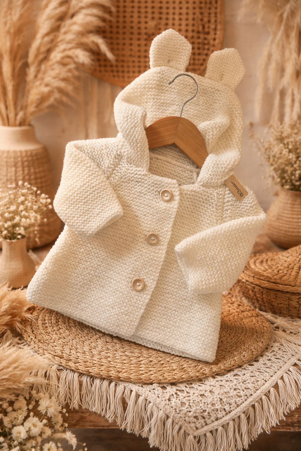 Gilet bébé en laine écru