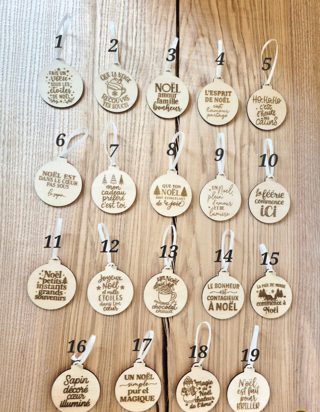 Décoration - Petite boule texte de Noël