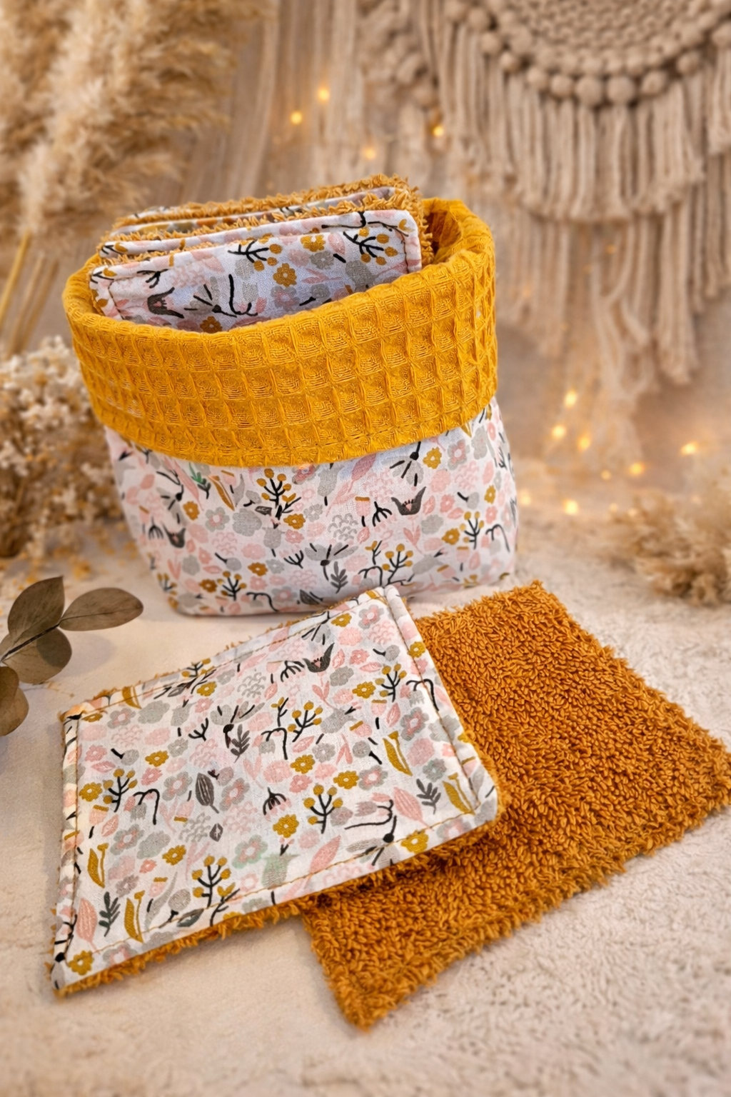 Panier et semainier de lingettes moutarde