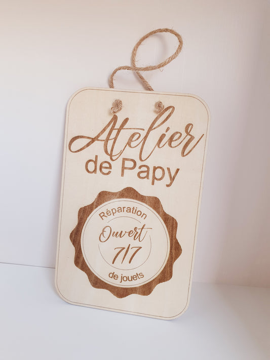 Pancarte Atelier de Papa / Papy