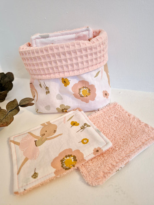 Panier et semainier de lingettes rose