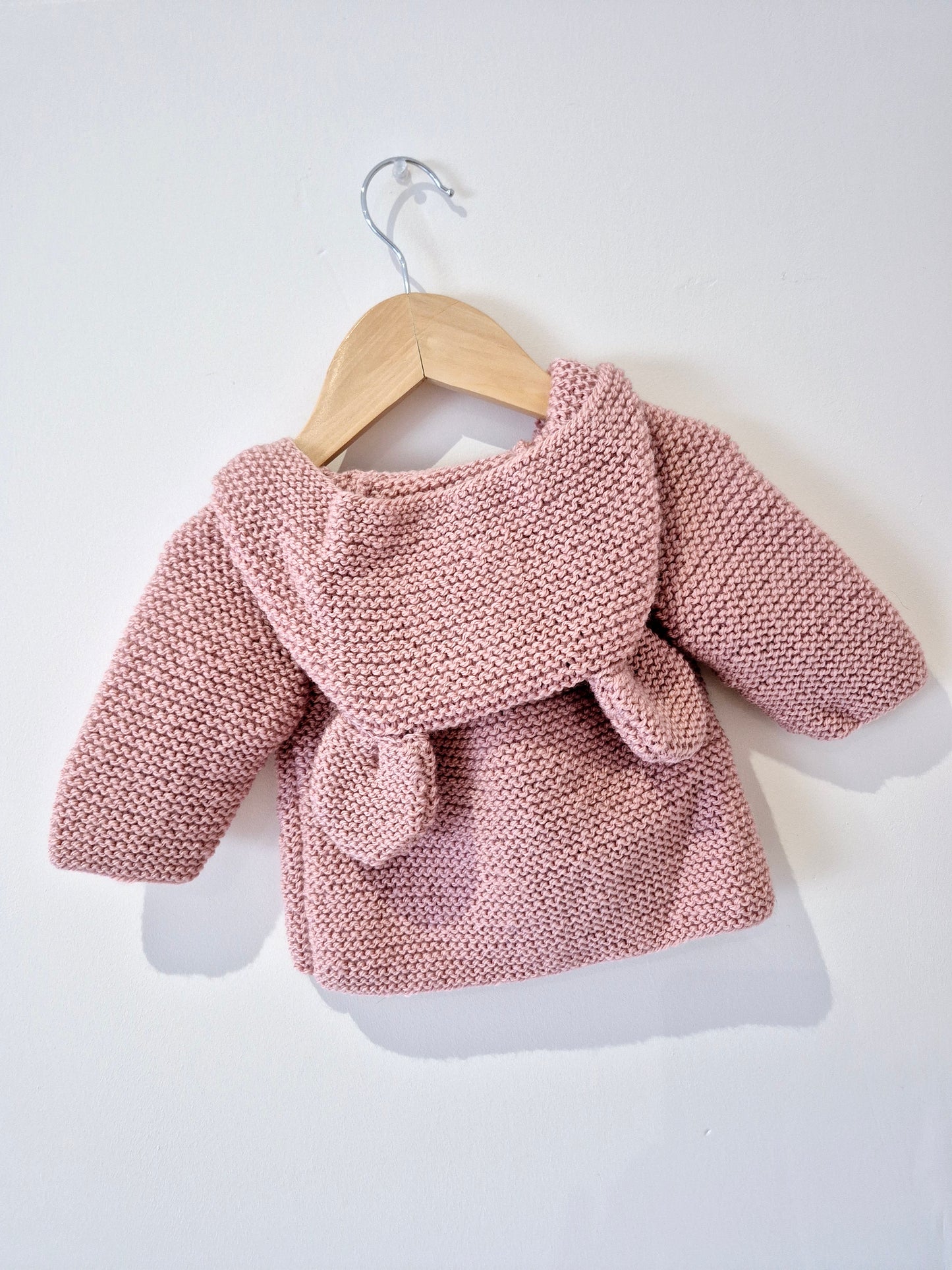 Gilet bébé en laine vieux rose