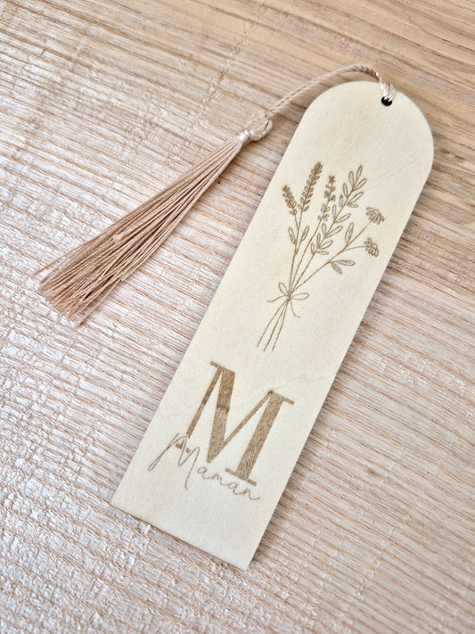Maman - marque page fleurs séchées