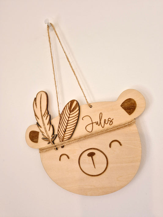 Décoration - plaque de porte "ours"