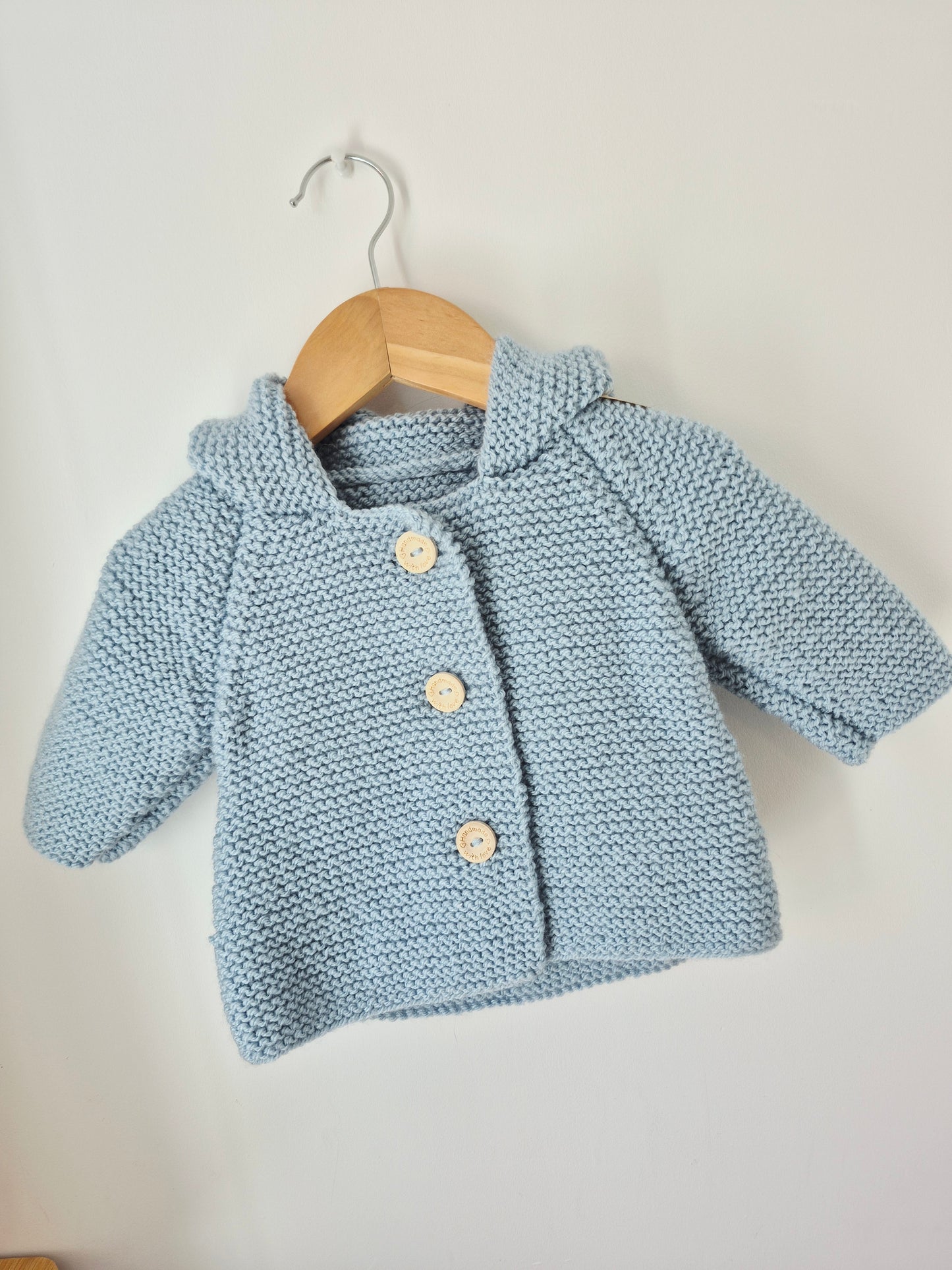 Gilet bébé en laine bleu / gris