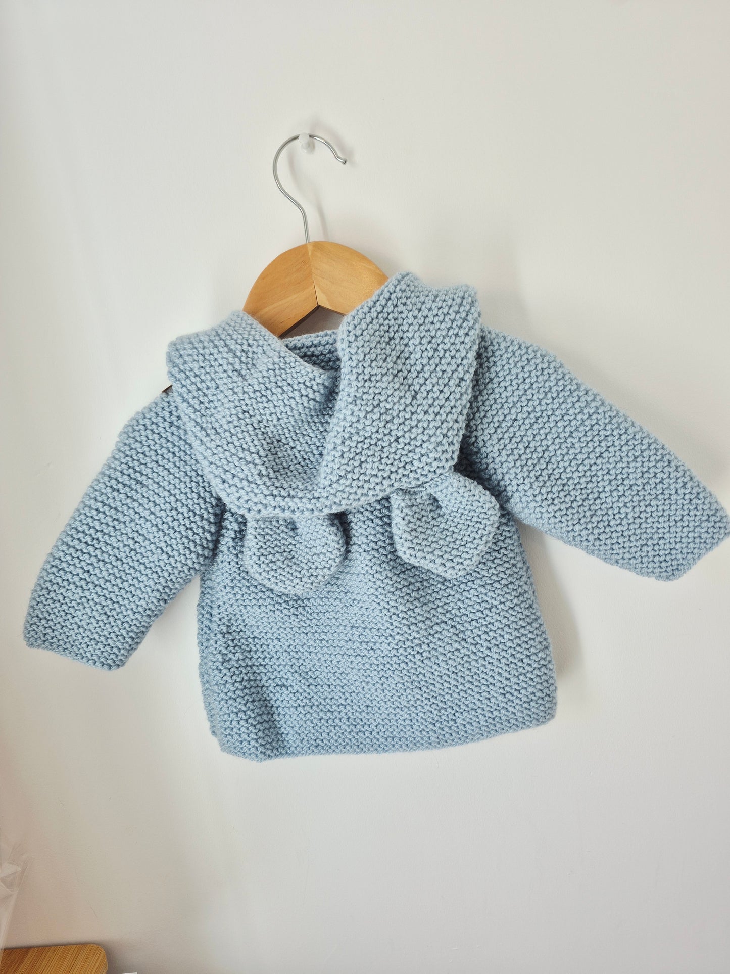 Gilet bébé en laine bleu / gris