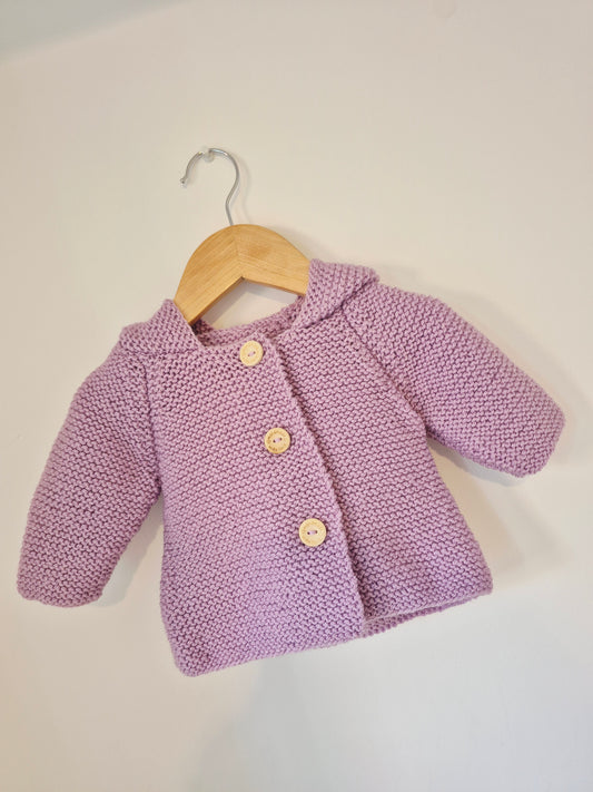 Gilet bébé en laine lilas