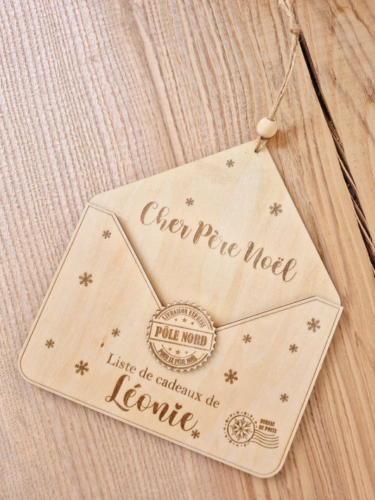 Décoration - Enveloppe en bois de Noël