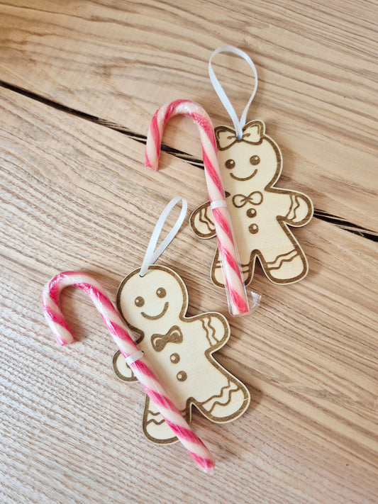 Ornement - Bonhomme pain d'épice et canne à sucre