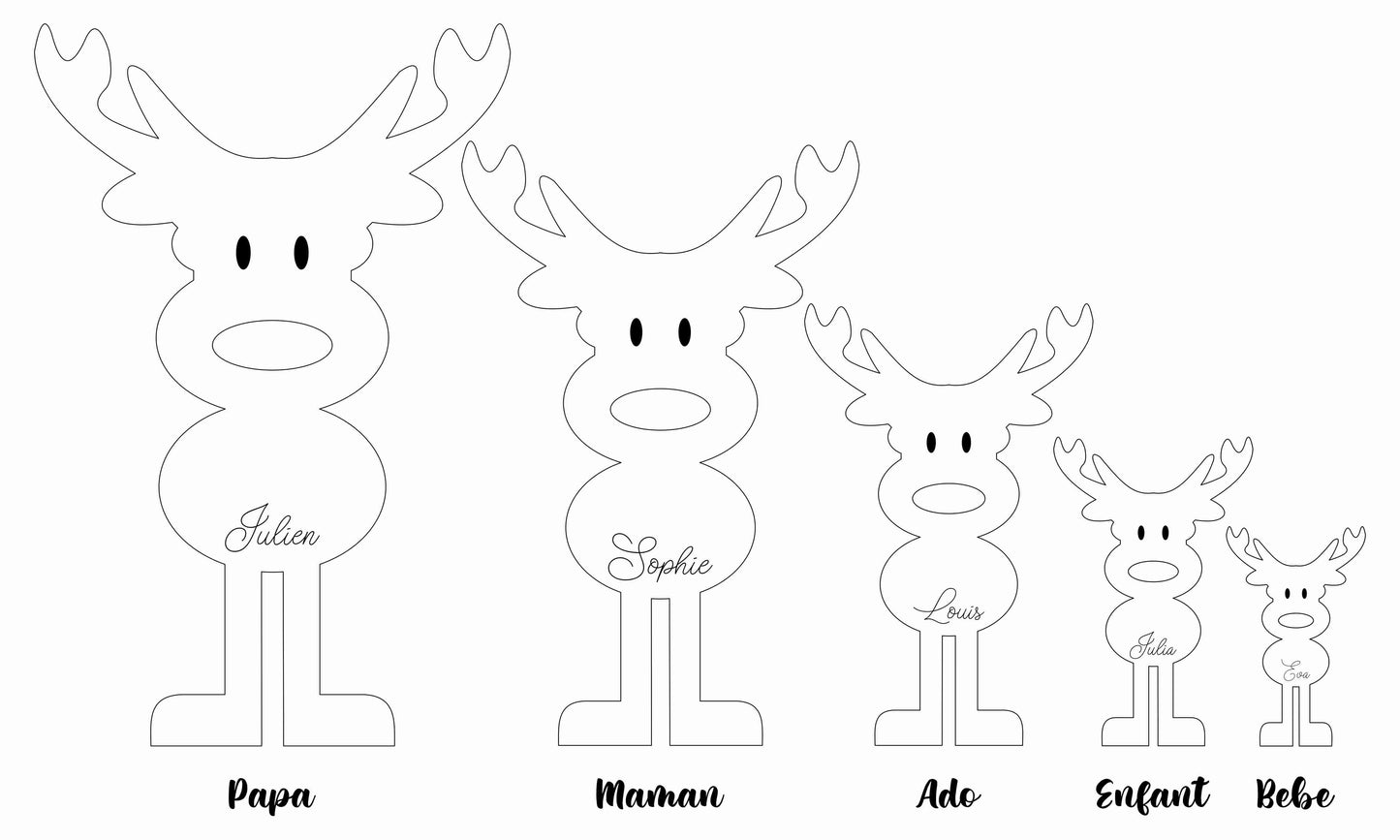 Décoration à poser - Famille renne