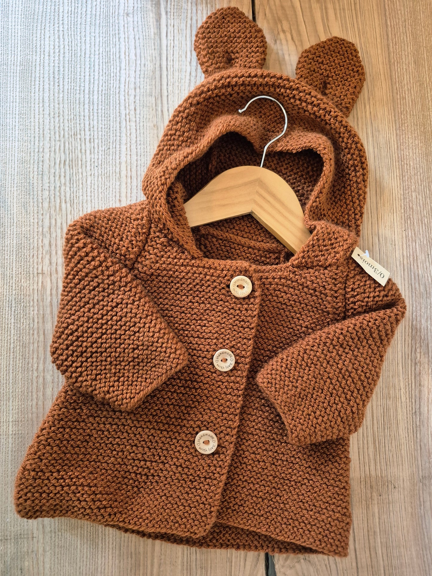 Gilet bébé en laine brun