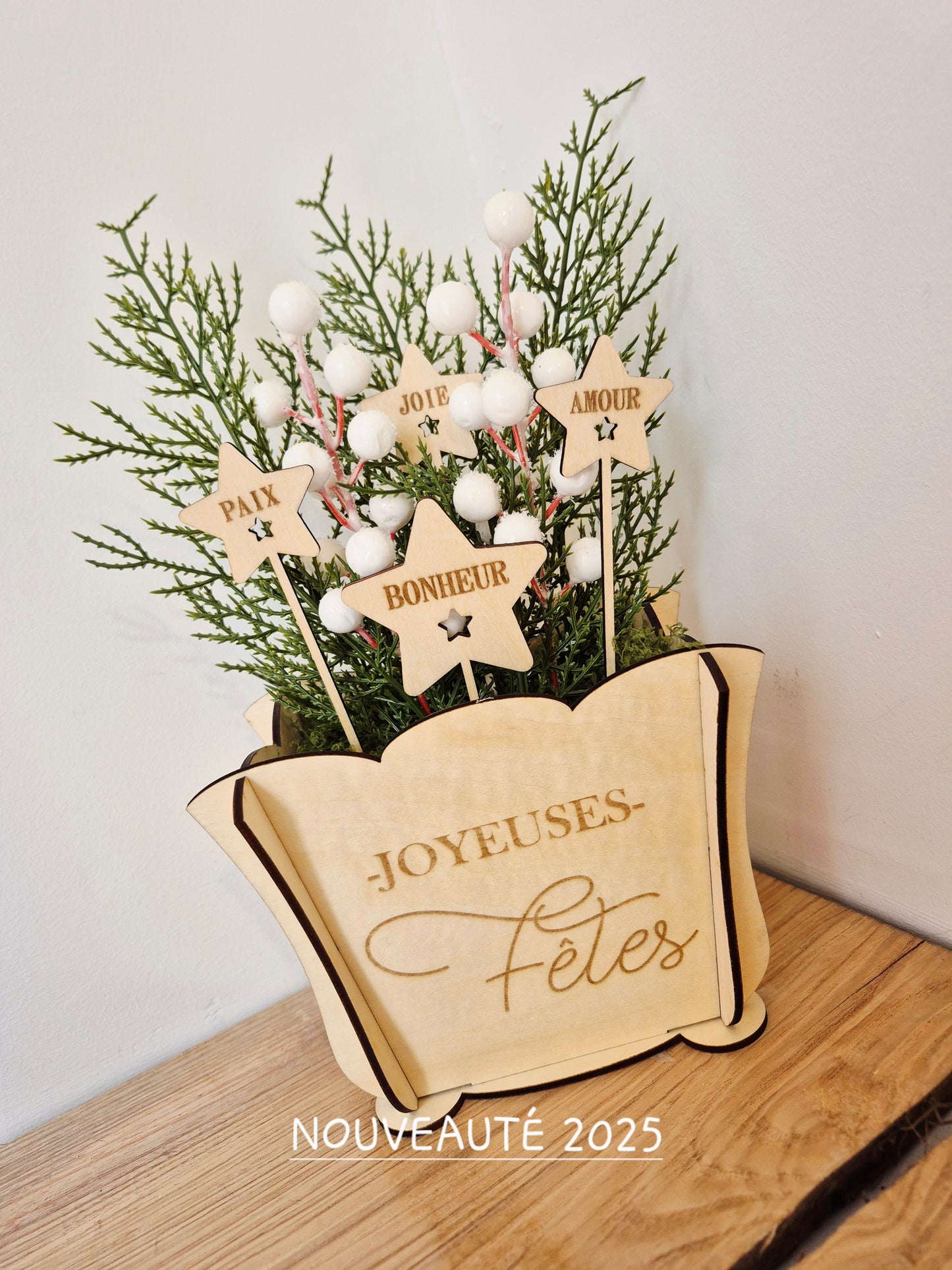 Décoration - Composition florale "Joyeuses Fêtes"