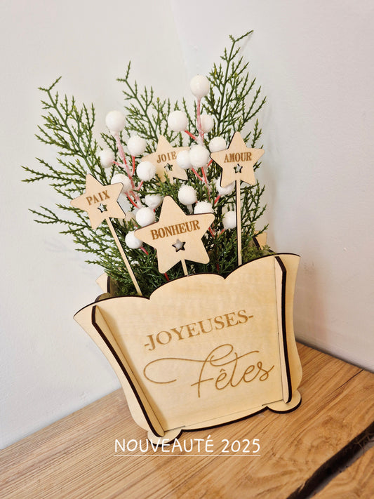 Décoration - Composition florale "Joyeuses Fêtes"