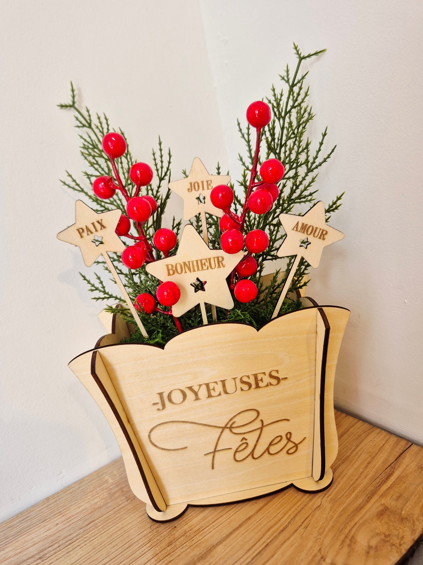 Décoration - Composition florale "Joyeuses Fêtes"
