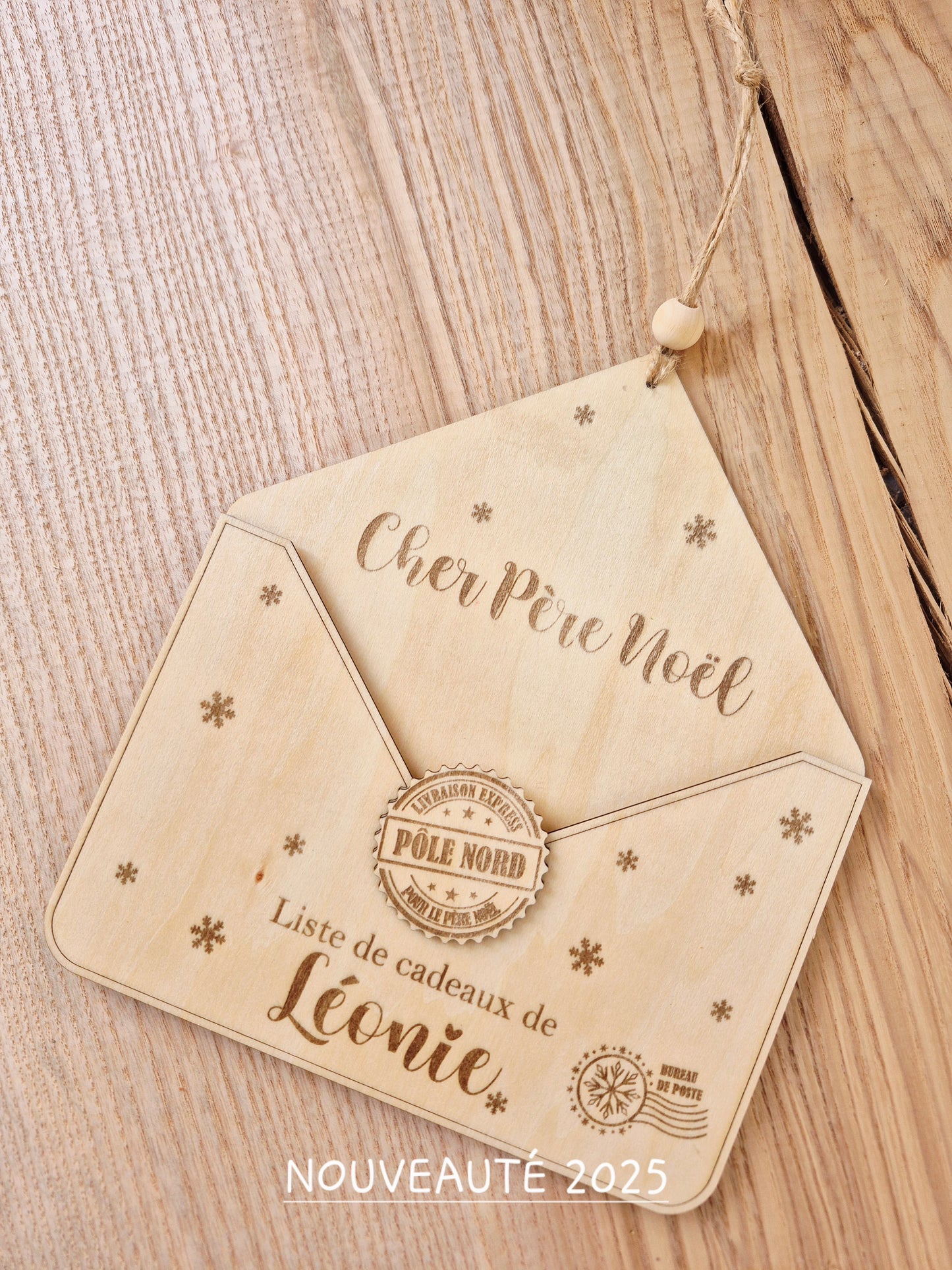 Décoration - Enveloppe en bois de Noël