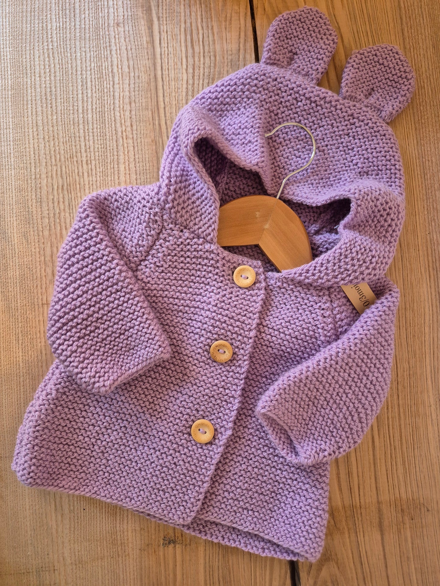 Gilet bébé en laine lilas