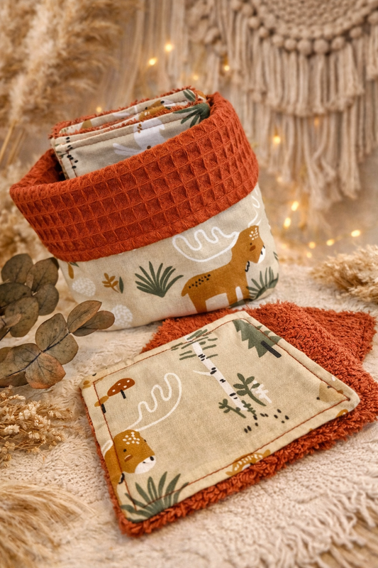 Panier et semainier de lingettes rouille