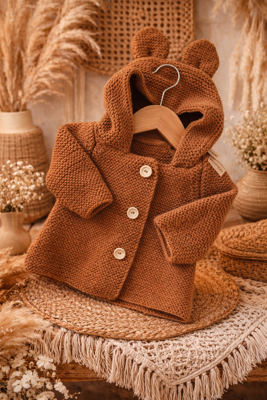 Gilet bébé en laine chocolat