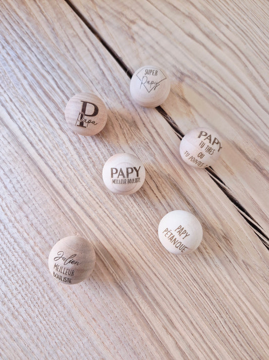 Papy / Papa pétanque - Cochonnet en bois